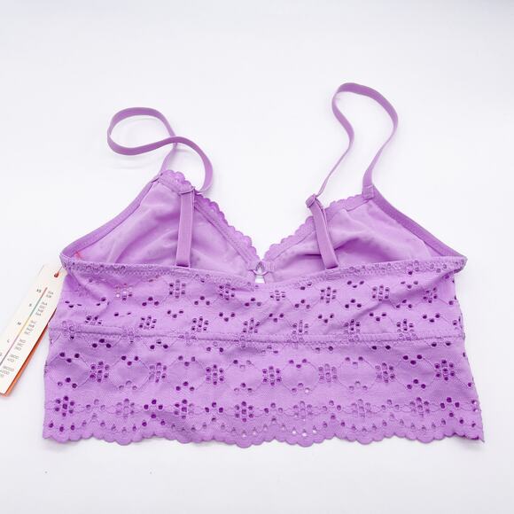 Colsie Women's Eyelet Bralette Purple Size Small - Picture 2 of 5